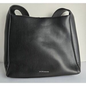 BCBGeneration Black Faux Leather Tote Bag with Detachable Wristlet Pouch